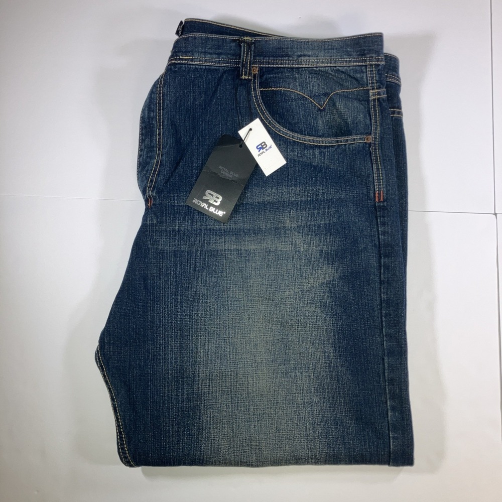 Royal Blue Brand Jeans Mens 52x32 Relaxed Fit Medium Wash Distressed NWT